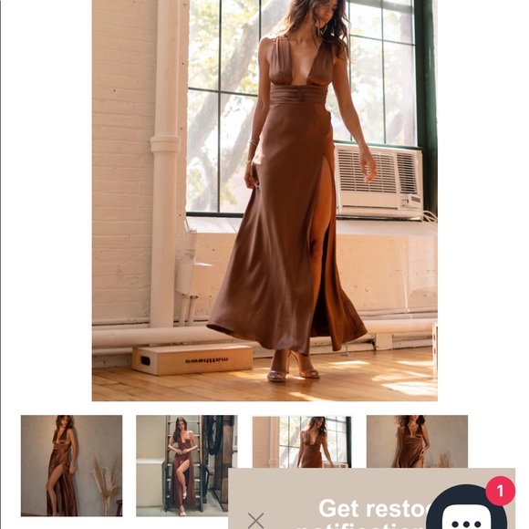 Two Bodies Silk Dress Mocha - Picture 4 of 4